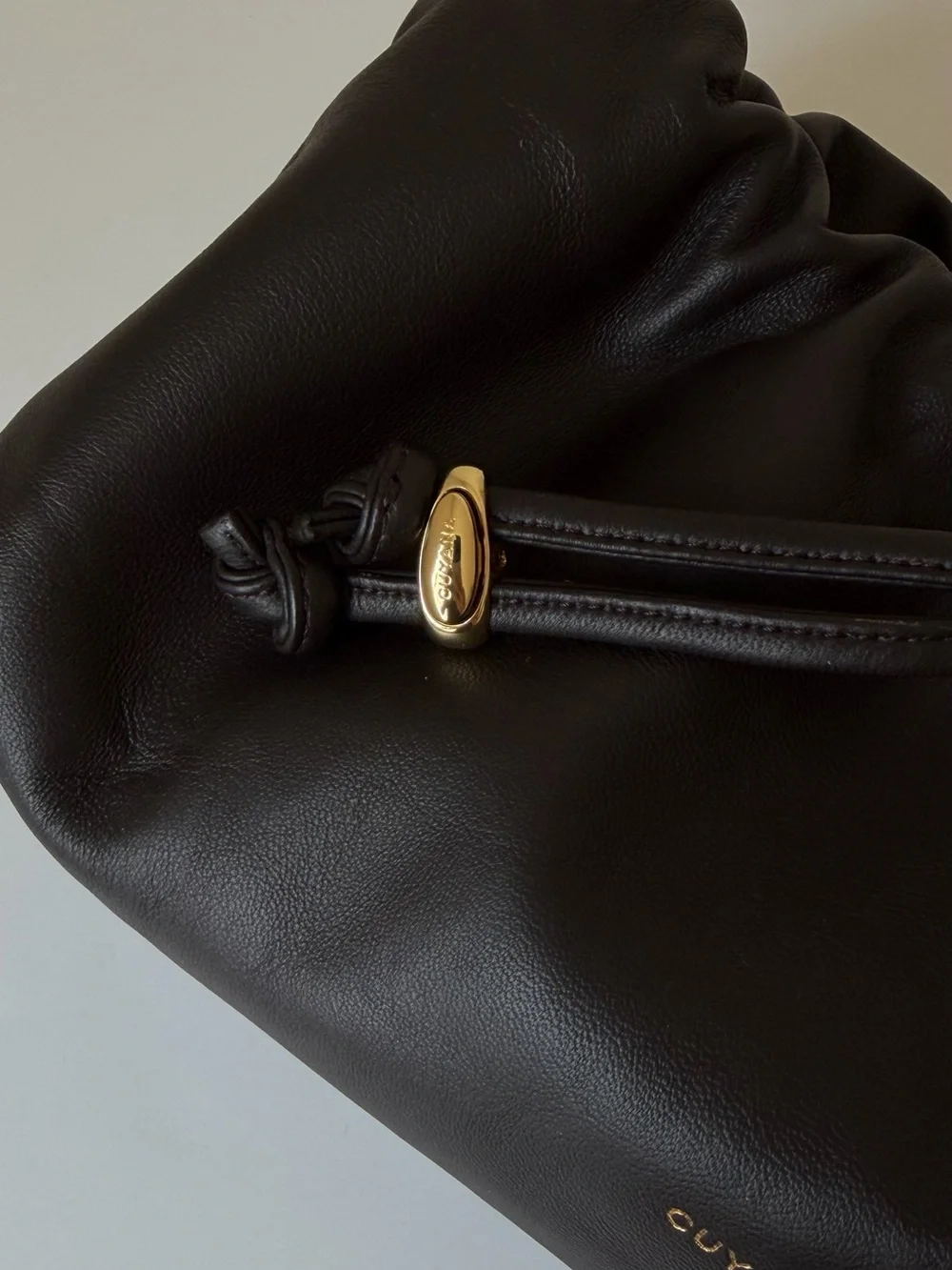 Cuyana Drawstring Brown Leather Bag - mini dia bag - Picture 11 of 15